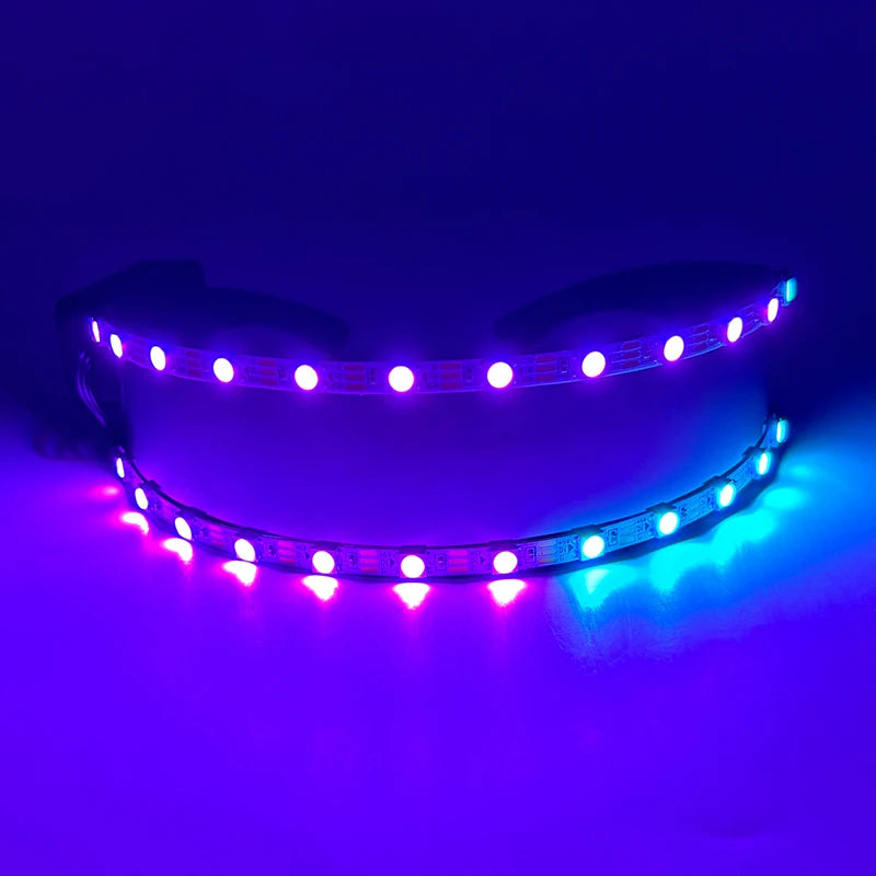Cyberpunk LED Sunglasses With Sculpted Luminous Frame