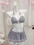 Bikini Set Featuring High Waist Cut And Abstract Print