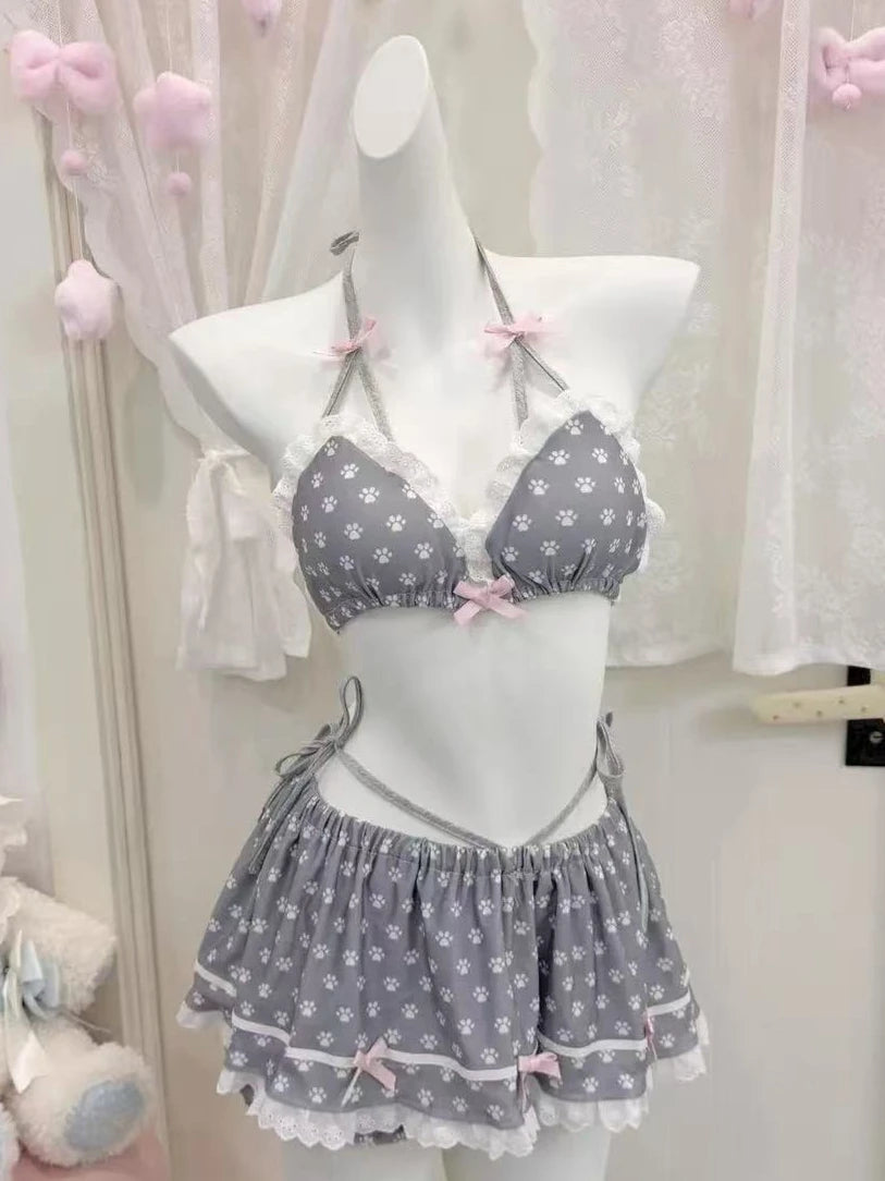 Bikini Set Featuring High Waist Cut And Abstract Print