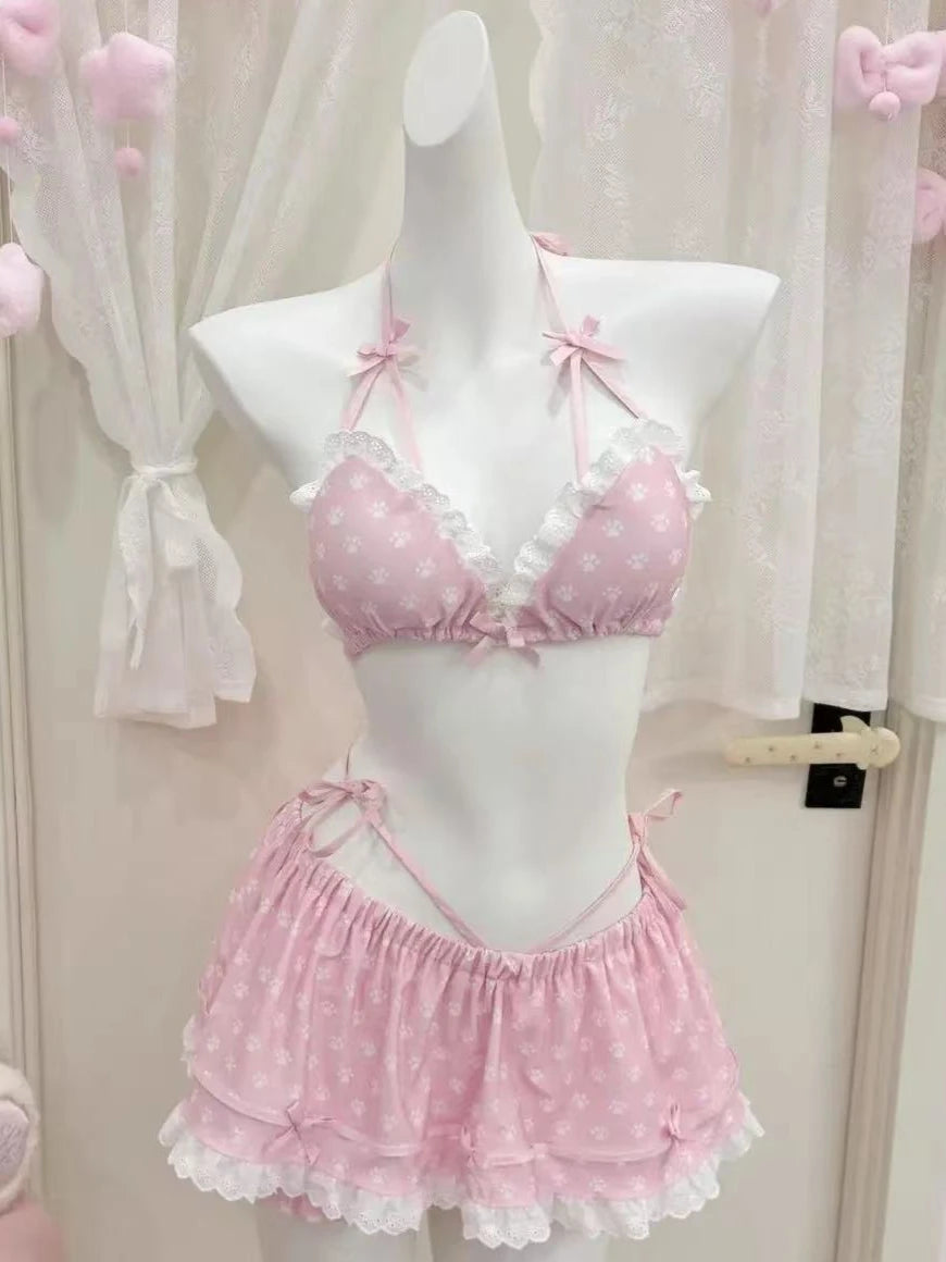 Bikini Set Featuring High Waist Cut And Abstract Print