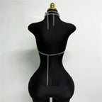 Silver Chain Halter Sequin Layer Vest