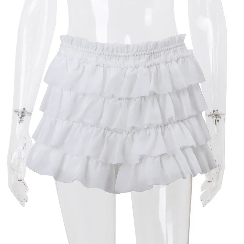 Ruffle Trim Knit Two Piece Set With Square Neck