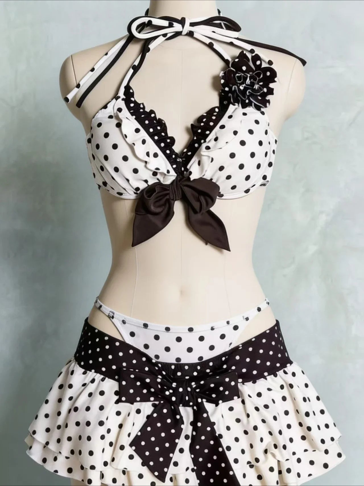 Bikini Set Featuring High Waist Cut And Abstract Print