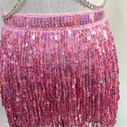 Leather Harness Sequin Skirt Set
