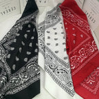 Bandana Black Print Soft Woven Hair And Neck Scarf