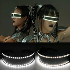Cyberpunk LED Sunglasses With Sculpted Luminous Frame