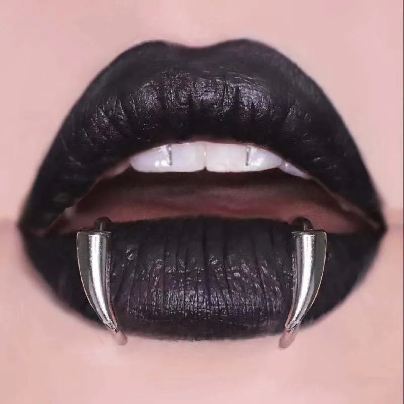 Fake Lip Ring In Brushed Stainless Steel Gothicore