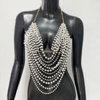 Festival Top With Pearl And Silver Chain Strands