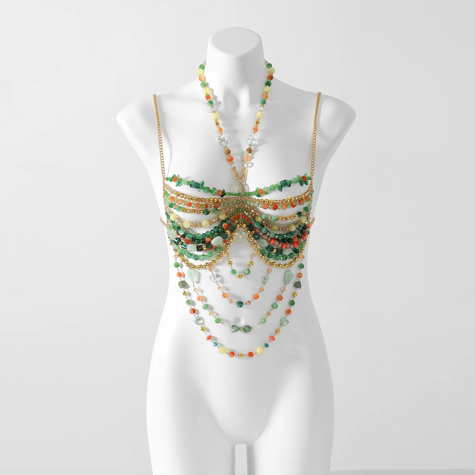Bralette Harness Beaded Knitted Festival Party Top