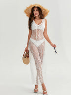Sheer Floral Lace Maxi Dress
