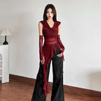 Knit Hooded Tank With Asymmetrical Hemline