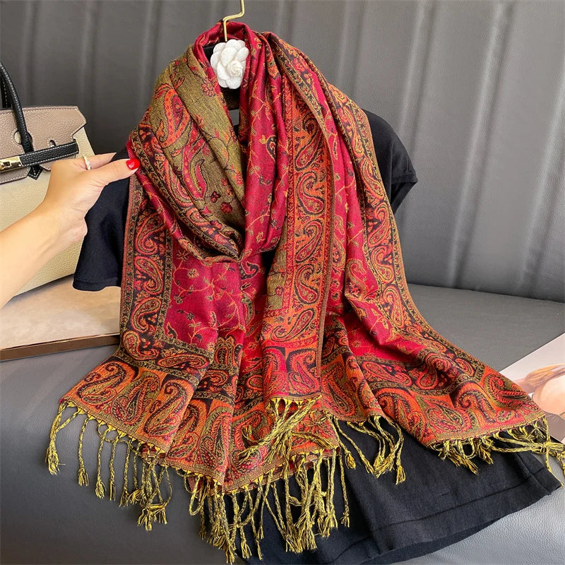Pashmina Shawl Scarf With Bold Artisan Print