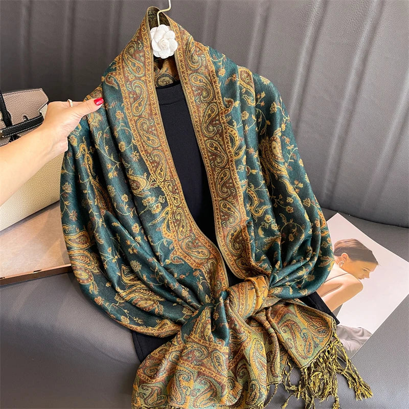 Pashmina Shawl Scarf With Bold Artisan Print