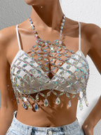 Rhinestone See-Through Top