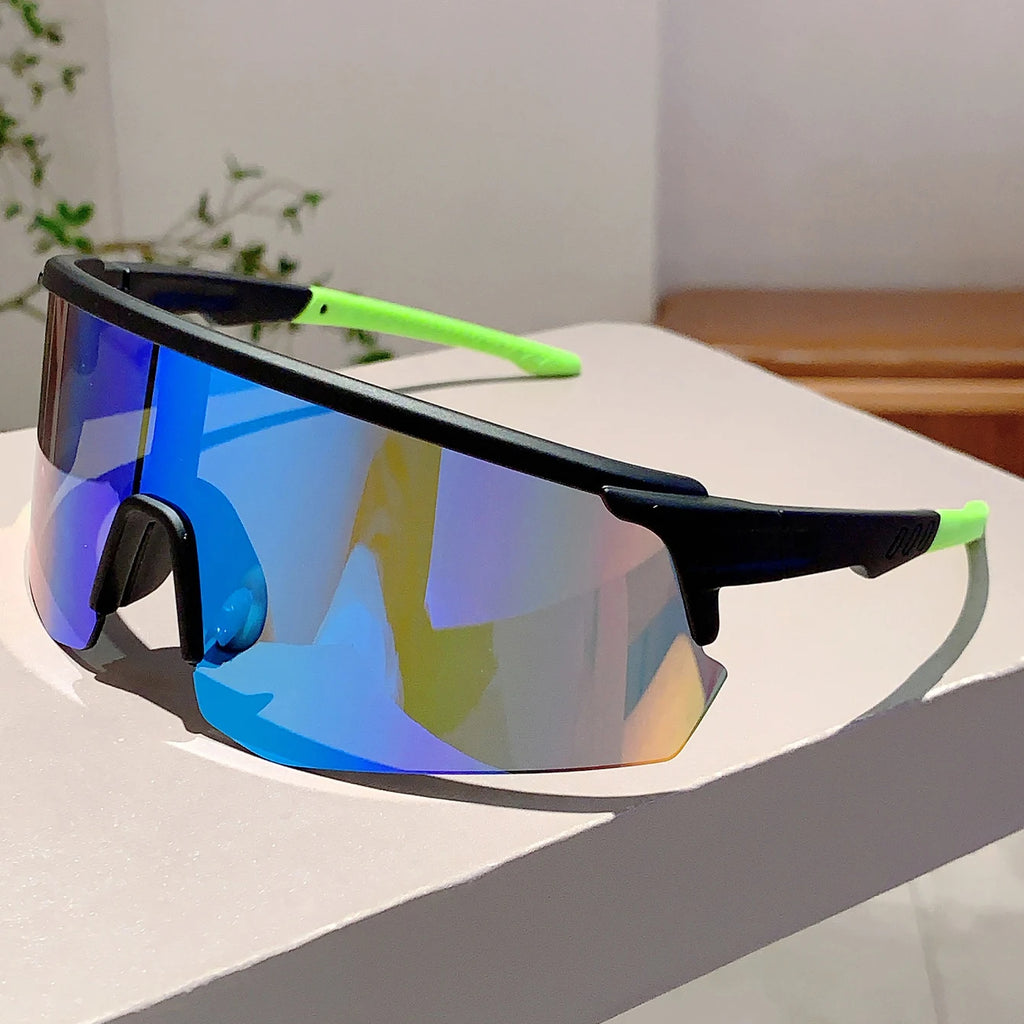 Oversized Racer Sunglasses With Sculpted Mirror Lens