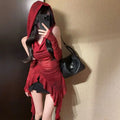 Sheer Mesh Oversleeve Top With Asymmetrical Ruffles