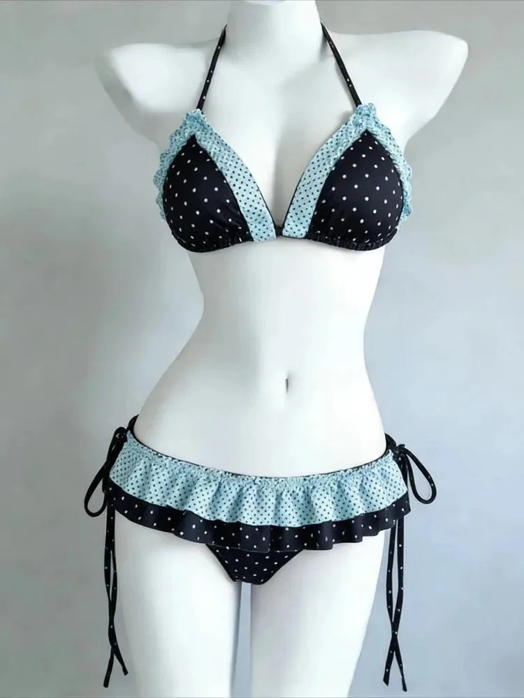 Bikini Set Featuring High Waist Cut And Abstract Print