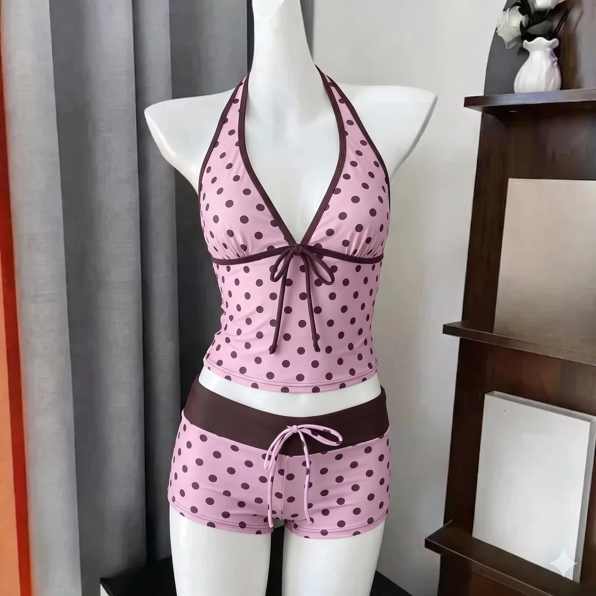 Bikini Set Featuring High Waist Cut And Abstract Print