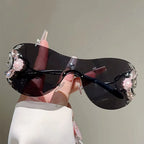 Rimless Sunglasses With Rhinestone Bridge And Gradient Lens
