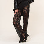 Sheer Mesh Flare Pants