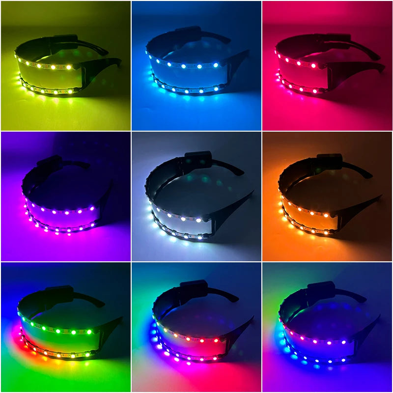 Cyberpunk LED Sunglasses With Sculpted Luminous Frame