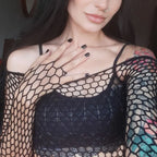 Sheer Mesh Fishnet Long Sleeve Top