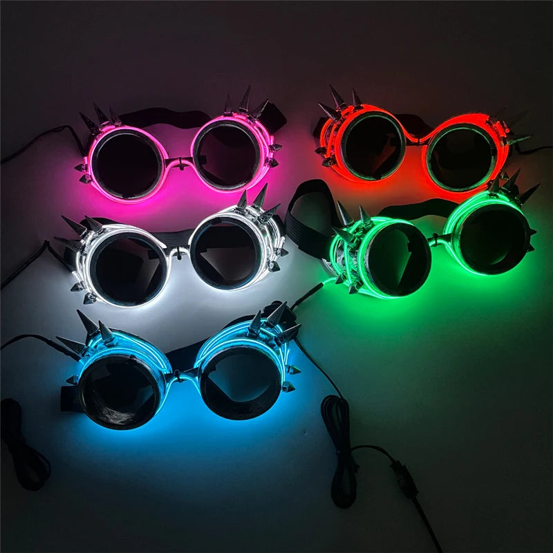Cyberpunk LED Sunglasses With Sculpted Luminous Frame
