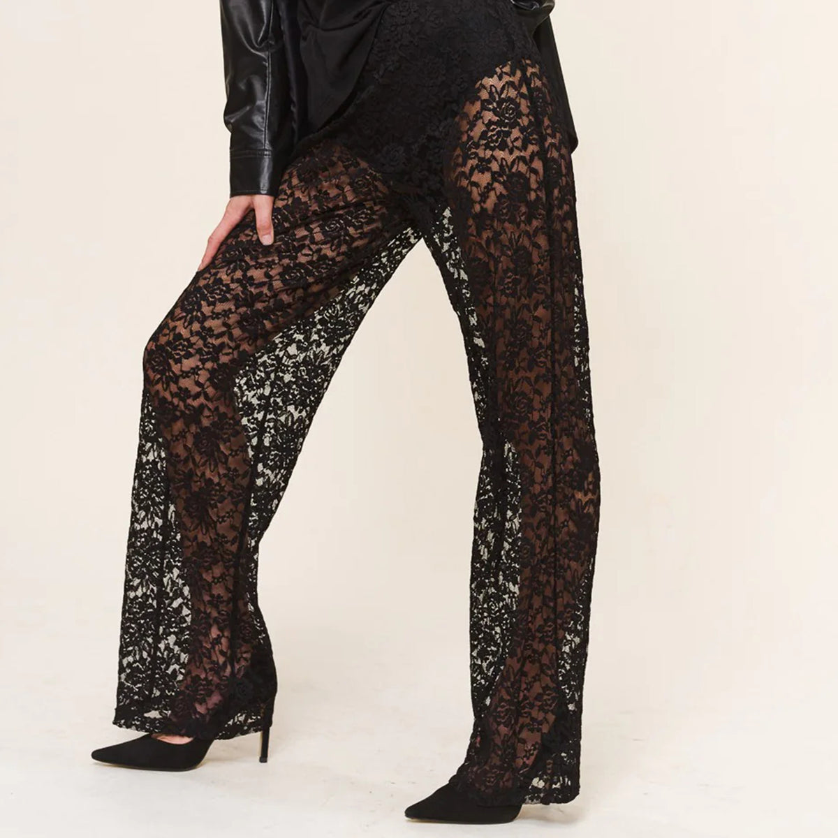 Sheer Mesh Flare Pants