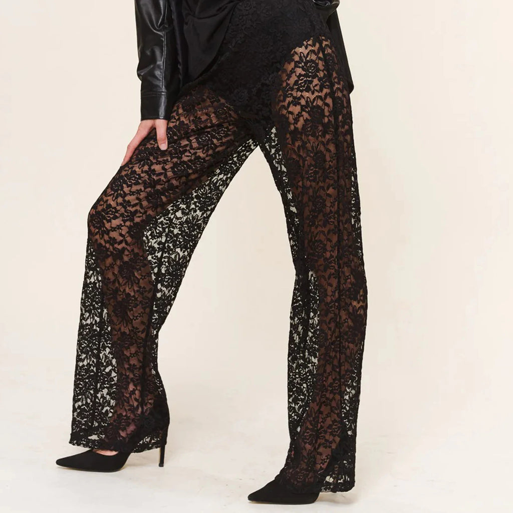 Sheer Mesh Flare Pants