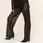 Sheer Mesh Flare Pants