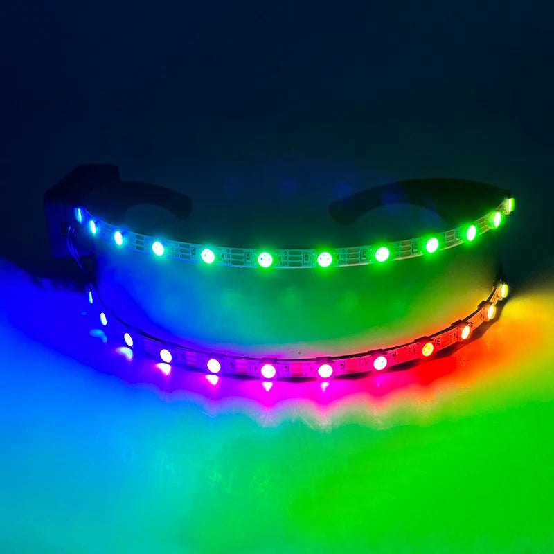 Cyberpunk LED Sunglasses With Sculpted Luminous Frame