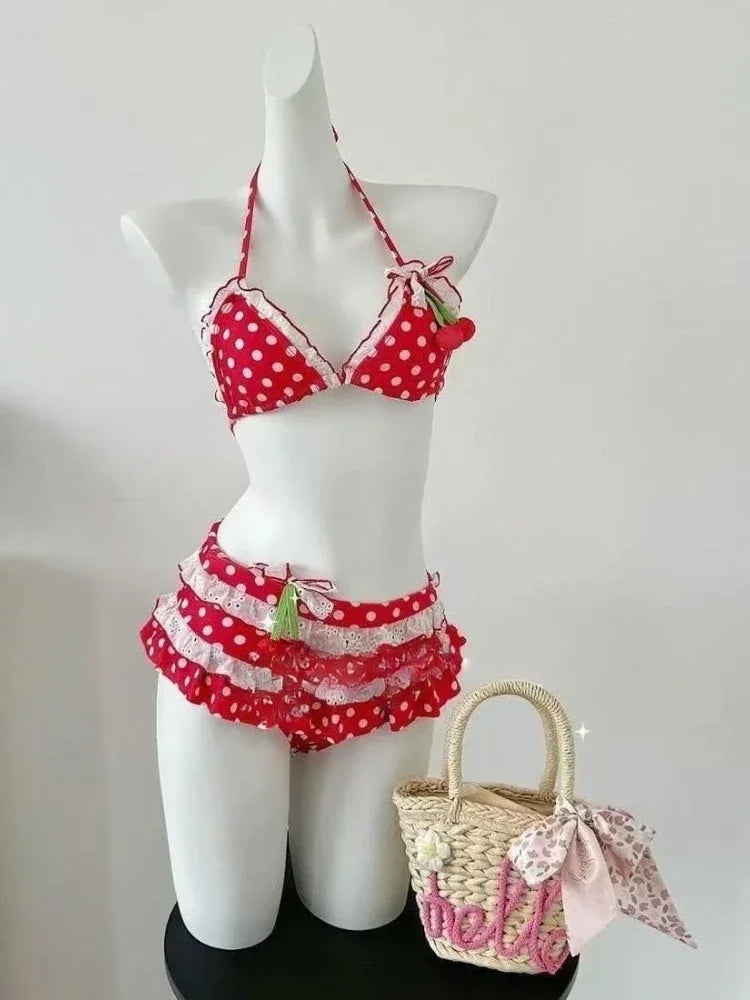 Bikini Set Featuring High Waist Cut And Abstract Print