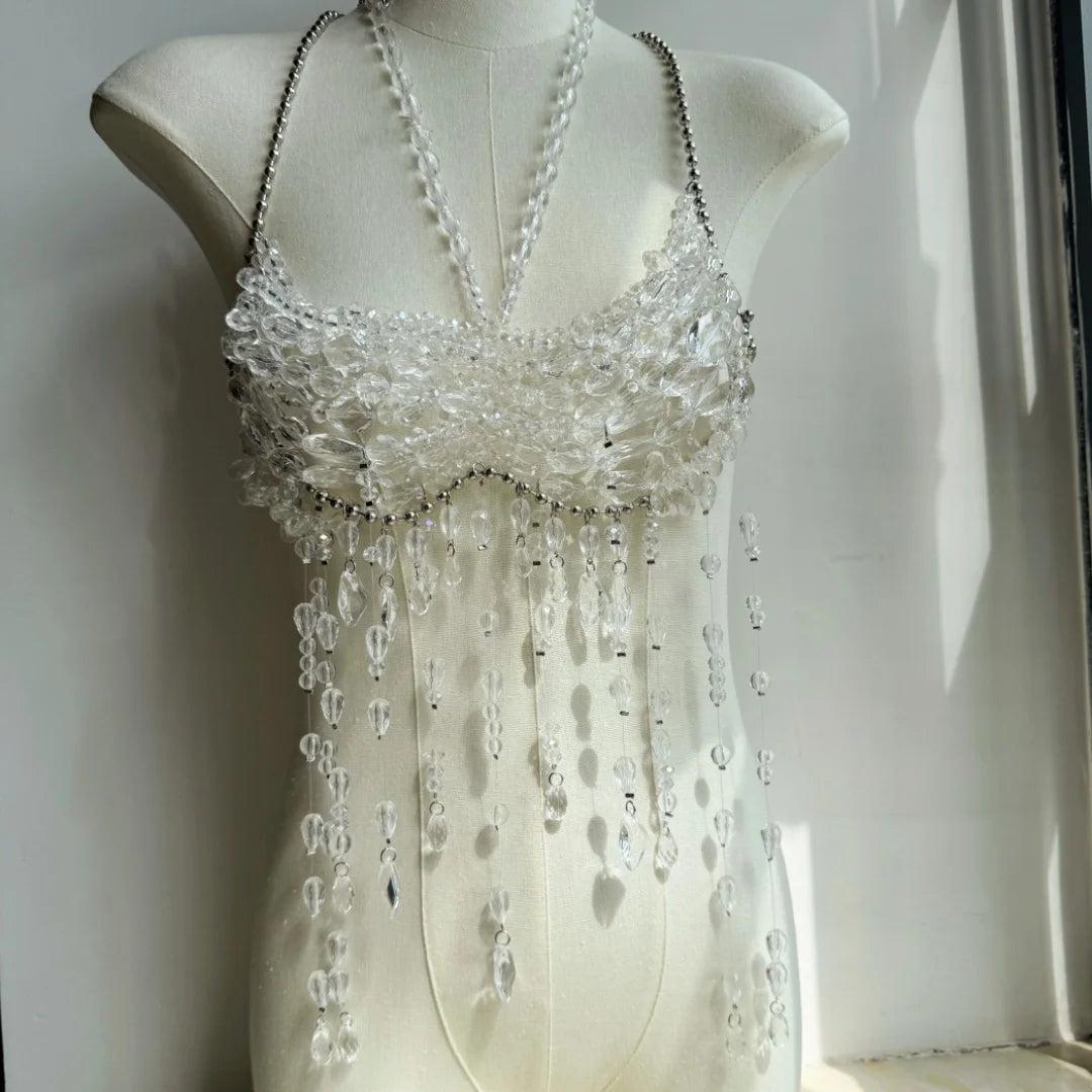 Bralette Harness Beaded Knitted Festival Party Top