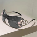 Rimless Sunglasses With Rhinestone Bridge And Gradient Lens