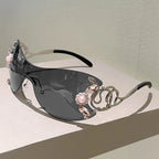 Rimless Sunglasses With Rhinestone Bridge And Gradient Lens