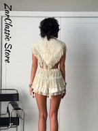 Vintage Embroidery Top With Tassel Trim