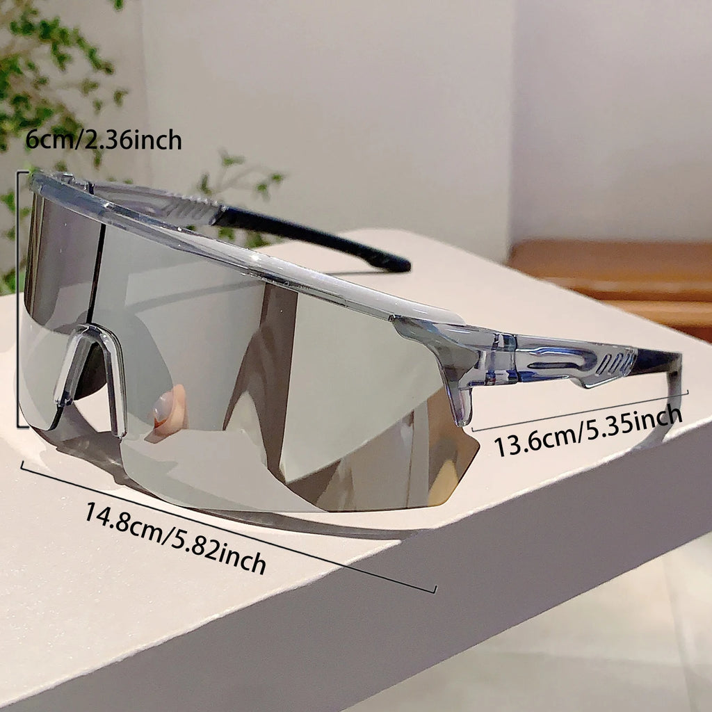 Oversized Racer Sunglasses With Sculpted Mirror Lens