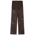 Dark Brown Sequin Sheer High Waisted Pants