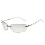 Rimless Rectangle Sunglasses Signature Y2K Aesthetic