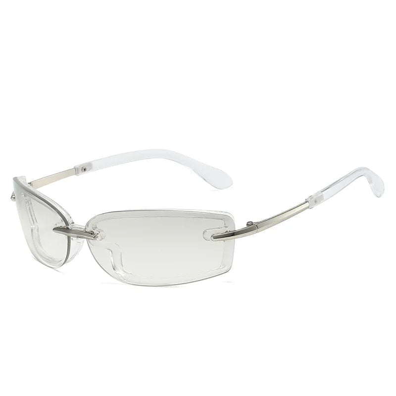 Rimless Rectangle Sunglasses Signature Y2K Aesthetic