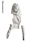 Hooded Crop Top Y2K Gothic Soft-Knit