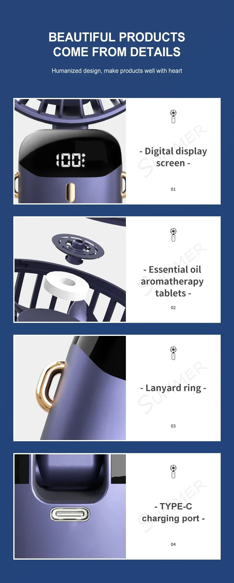 Portable Hands Free Electric Fan