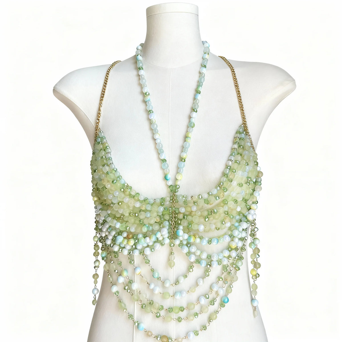 Bralette Harness Beaded Knitted Festival Party Top