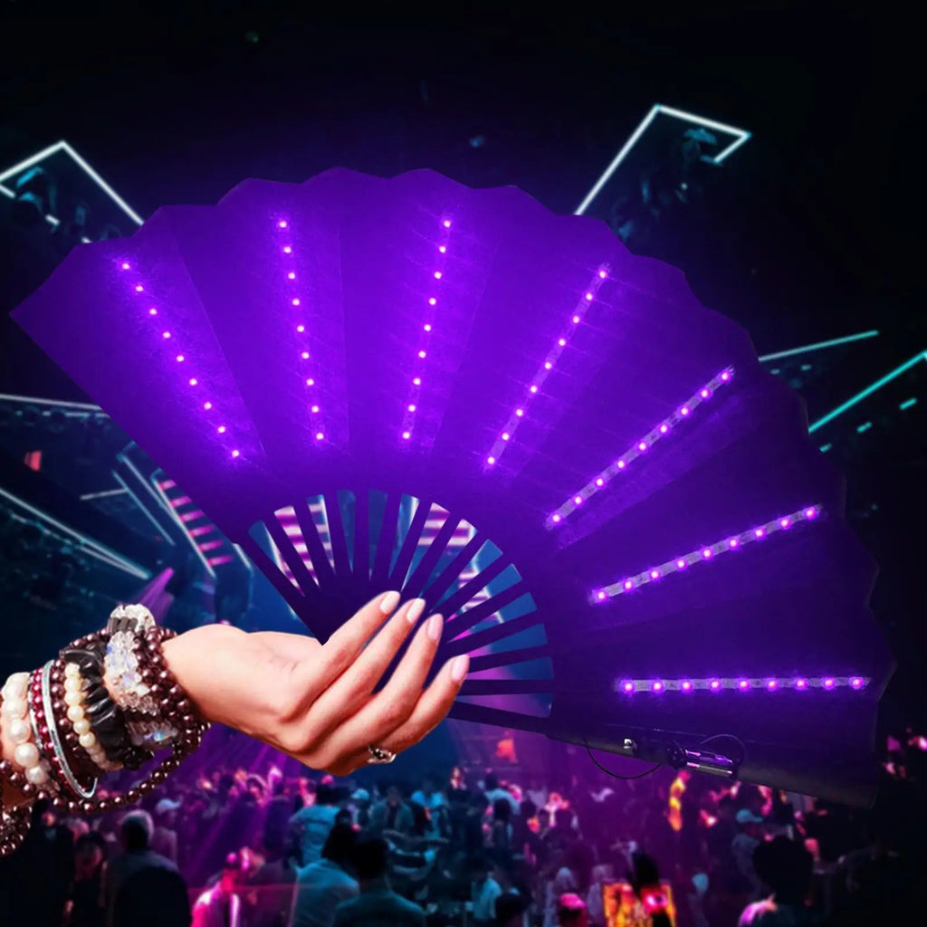 Rave Hand Fan Light up Rave Handheld Fan Travel Multipurpose Handheld Fan Carnival Accessories for Belly Dancing Performances