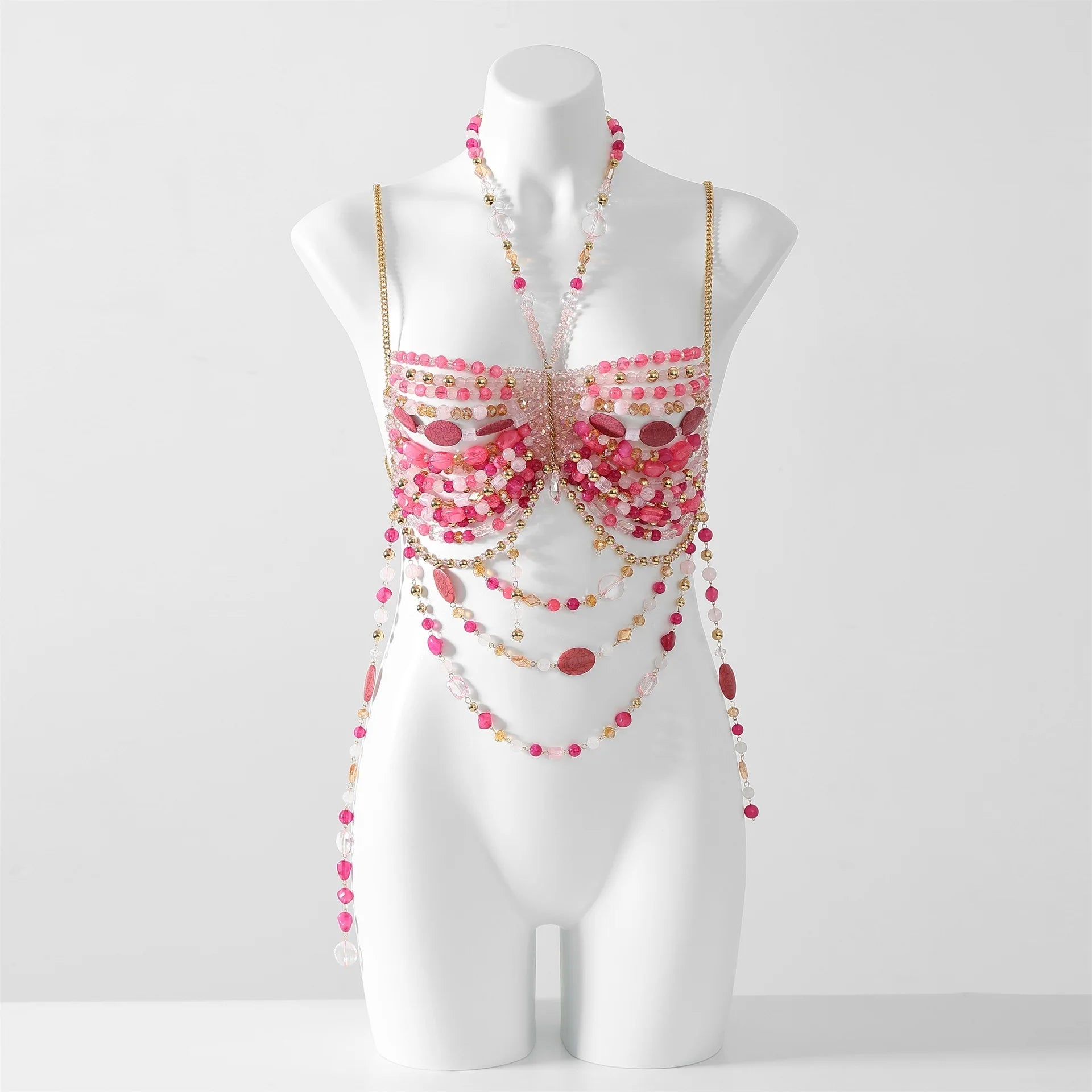 Bralette Harness Beaded Knitted Festival Party Top