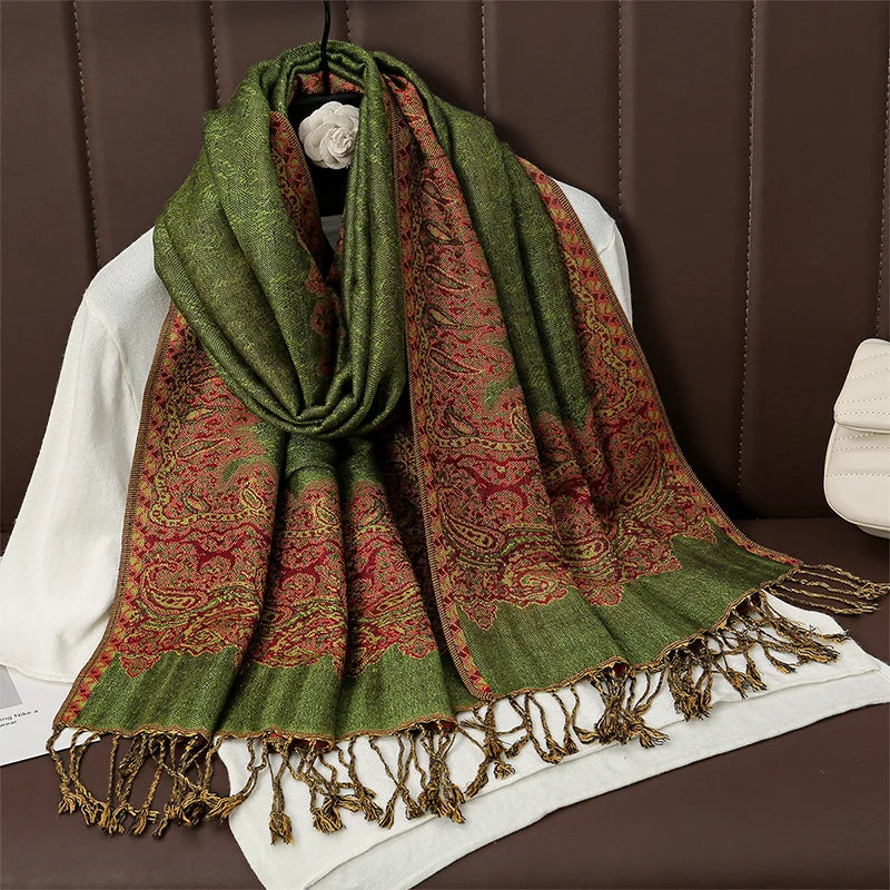 Pashmina Shawl Scarf With Bold Artisan Print