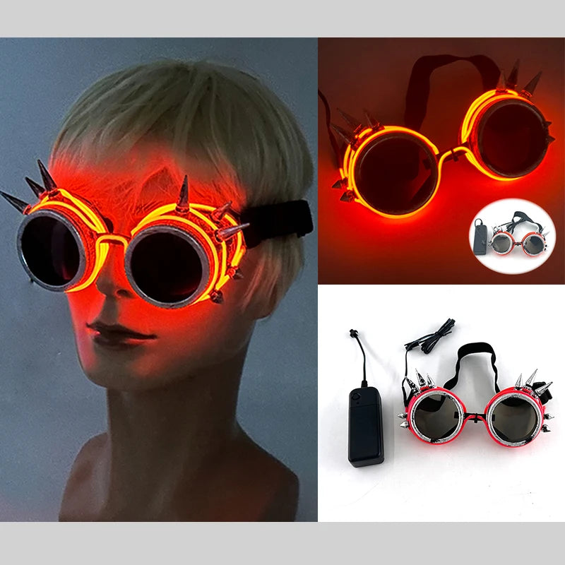 Cyberpunk LED Sunglasses With Sculpted Luminous Frame