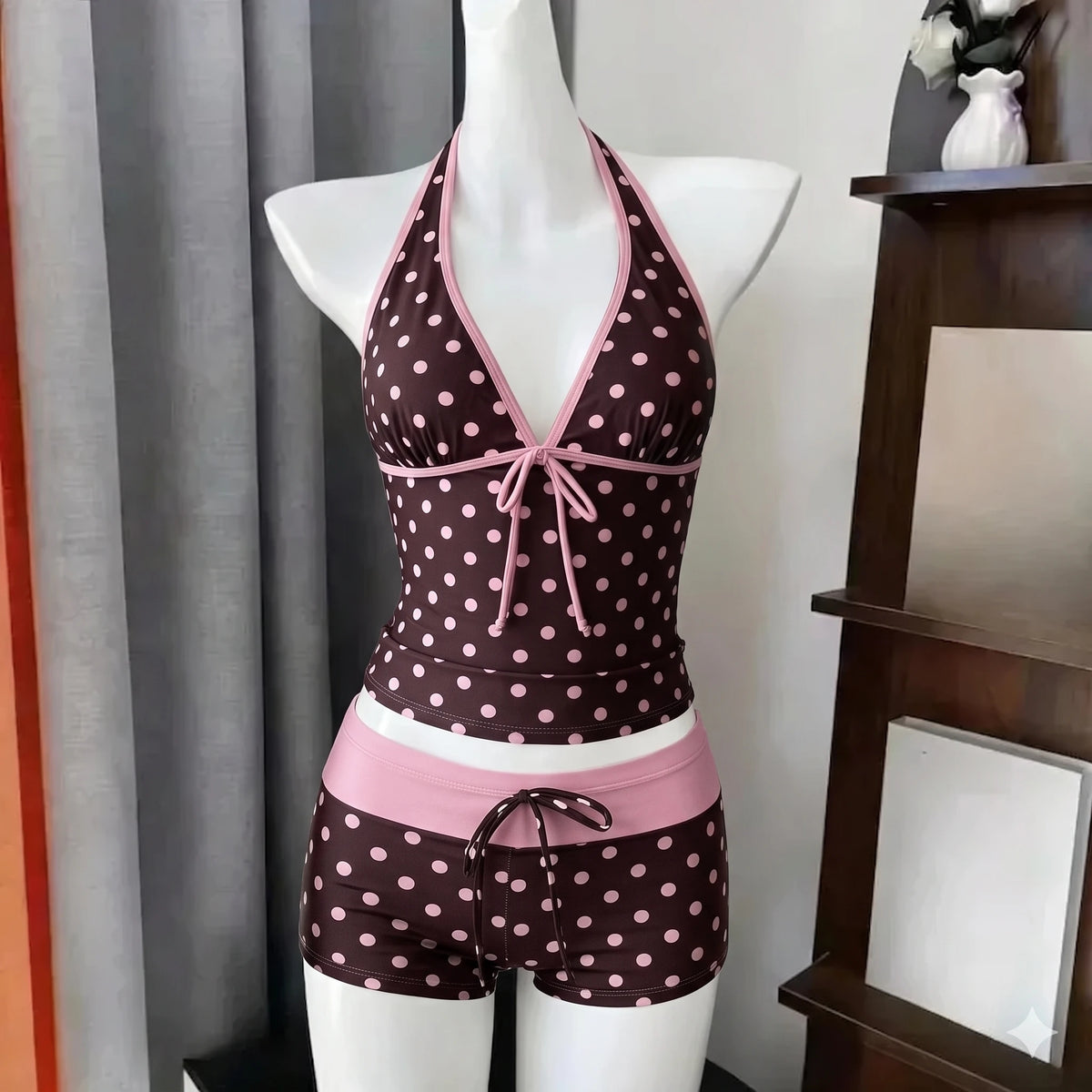 Bikini Set Featuring High Waist Cut And Abstract Print