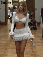 Two-Piece Set With Ruffle Crop Top And Asymmetric Skirt