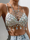 Rhinestone See-Through Top